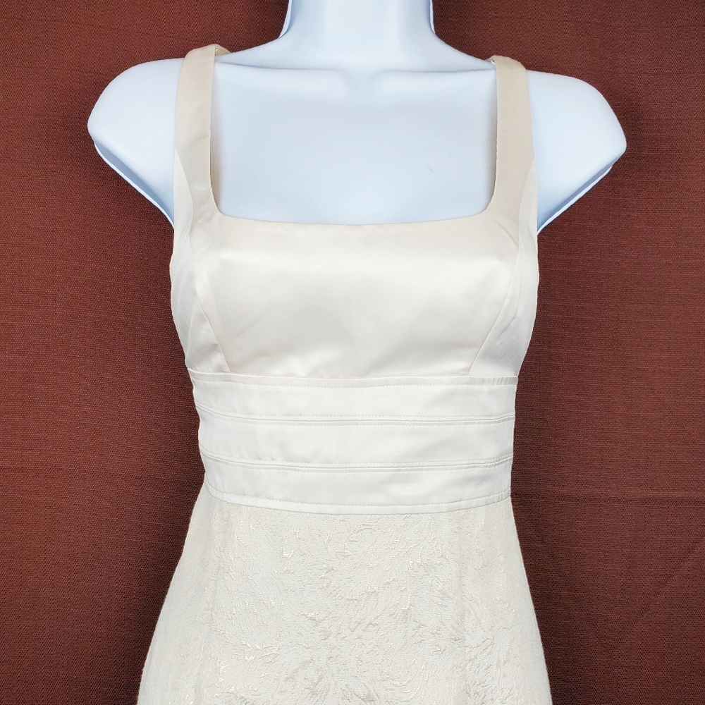 ADRIANNA PAPELL Ivory Gold Brocade Sheath Dress 2P - Picture 4 of 15